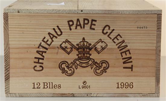 A case of twelve bottles of Chateau Pape Clement, 1996